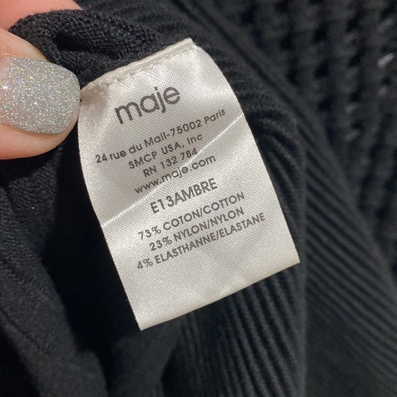 Maje sweater dress black small ribbed perforated - Picture 5 of 7